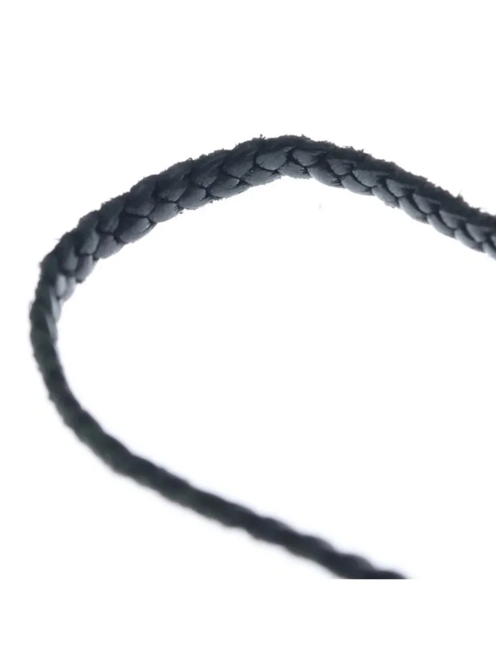 Chrome Hearts Leather Braid Scroll Necklace Black Silver